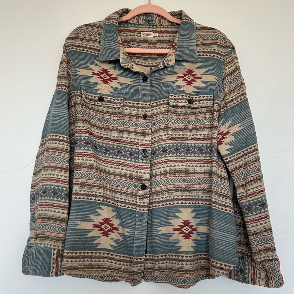 Faherty Women’s Southwestern Cotton Overshirt XL
